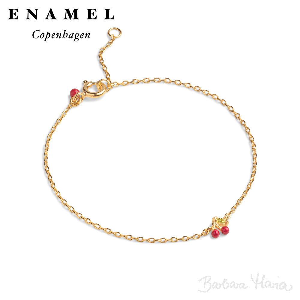 Enamel Cherry armbånd i forgyldt sterlingsølv - B88G