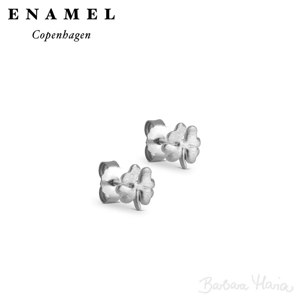 Enamel Organic Clover ørestikker i sterlingsølv - E238SM