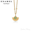 Enamel Soleil, Dusty Green halskæde i forgyldt sterlingsølv - N41GM