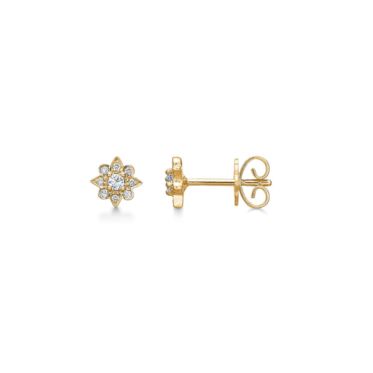 Flower ørestikker i 14 kt rødguld med 0,20ct brillanter - 25021D20