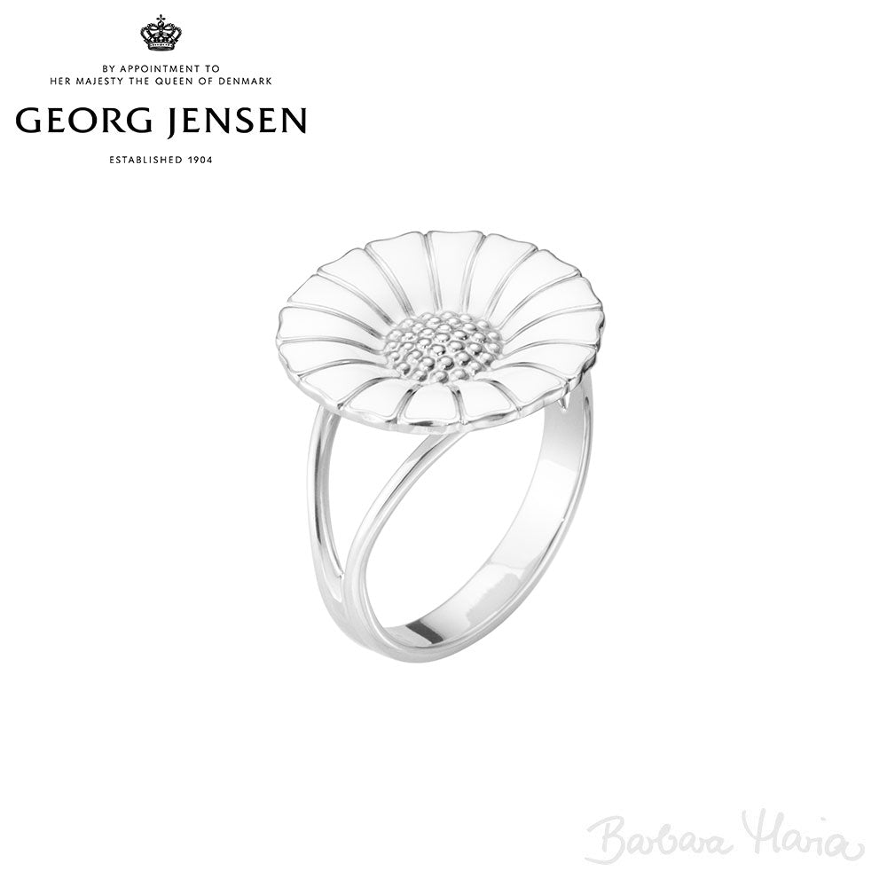 Georg Jensen Daisy sølvring m. hvid emalje - 20000903