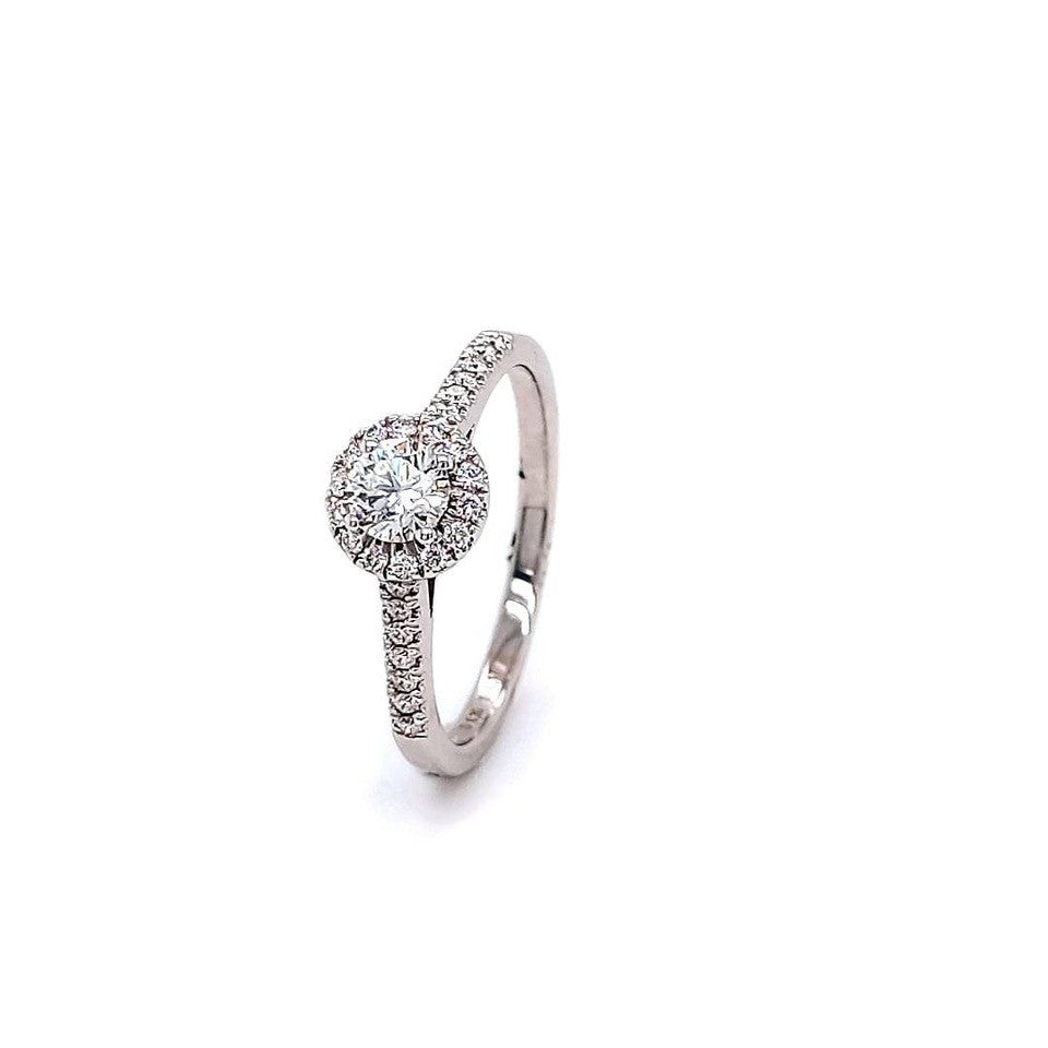 Halo diamantring i 18 kt hvidguld med 0,44ct brillanter - 18020D44