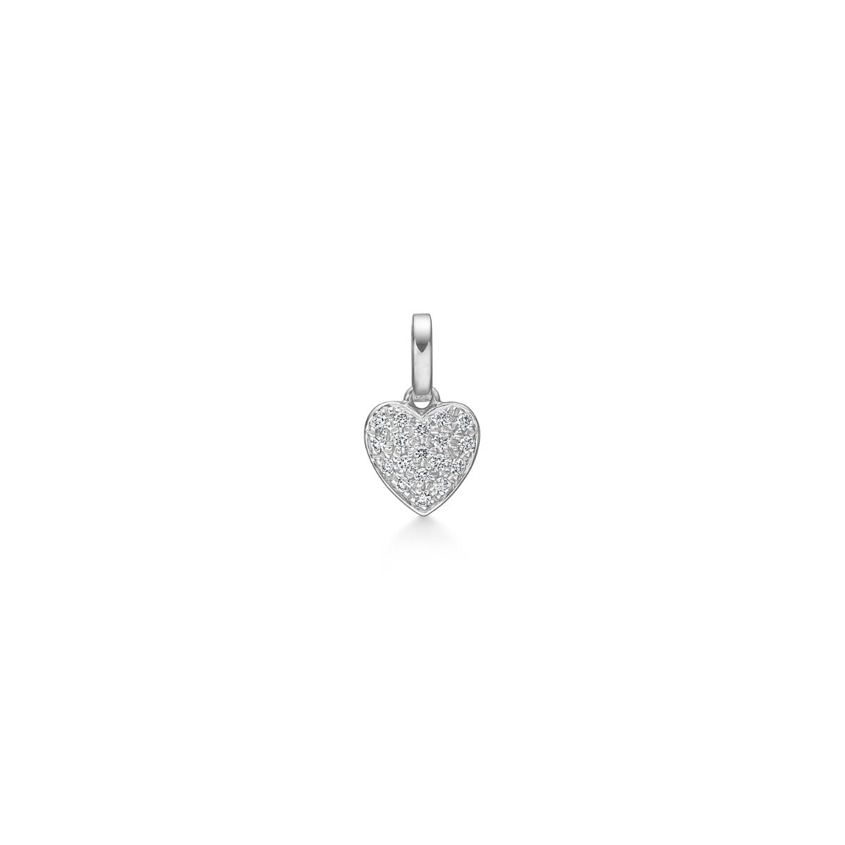 Diamant Hjerte vedhæng i 14 kt hvidguld m. 0,09ct brillanter - 36014D09