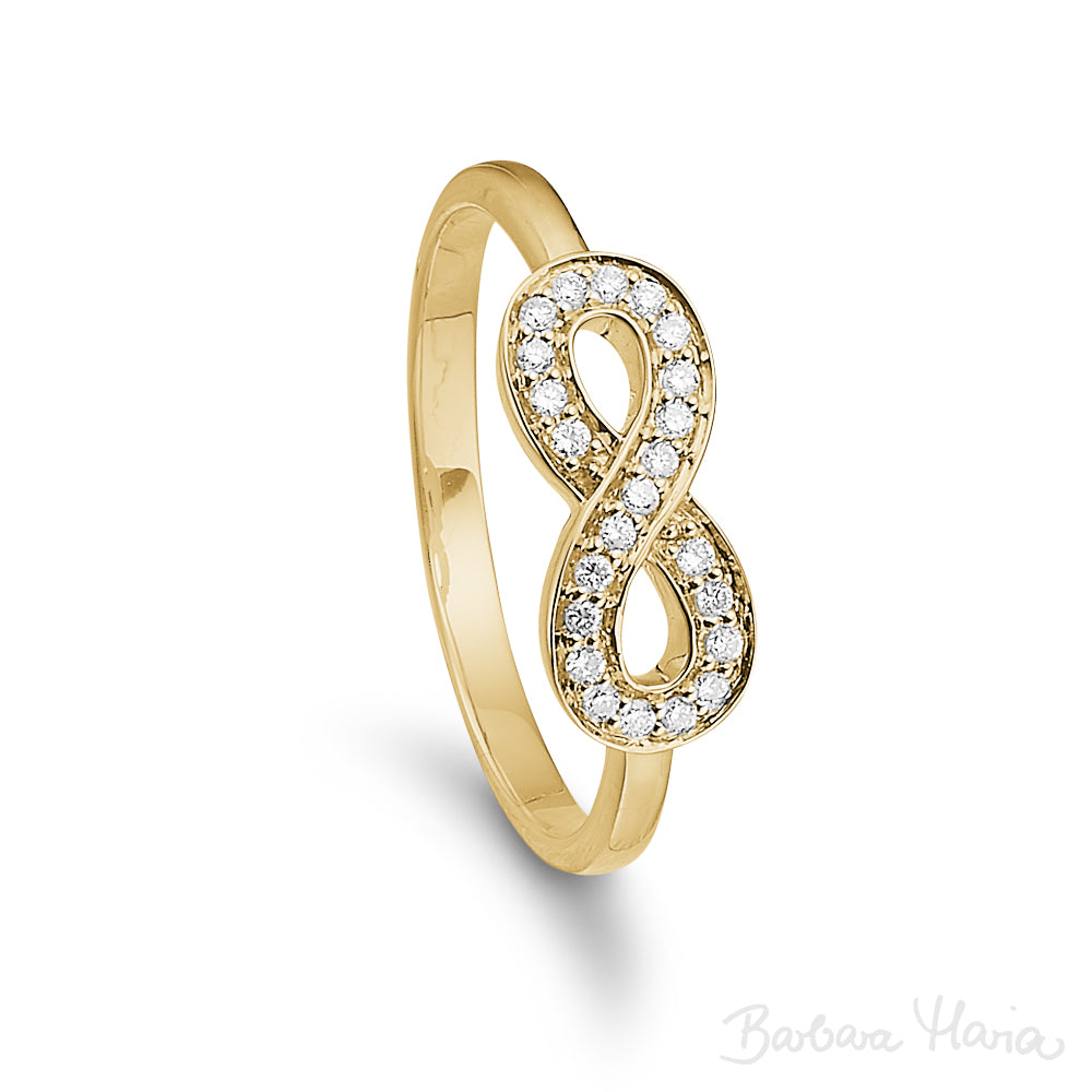 Infinity ringen er fremstillet i 14kt blankt guld med 0,16ct TW/VS brillanter. Ringen er udformet som et uendelighedstegn -infinity - og er et smukt symbol på en uendelig kærlighed.