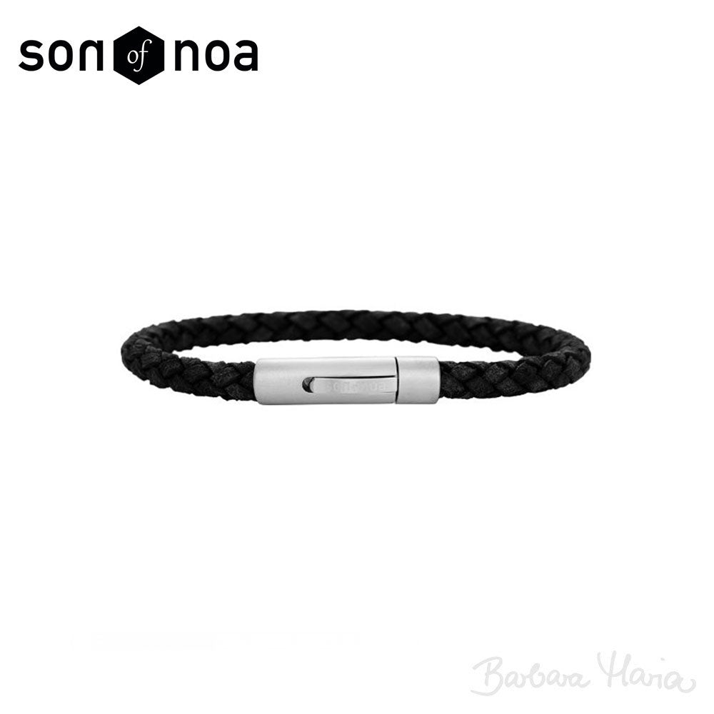Son of Noa sort flettet kalvelæder armbånd - 897008-black19